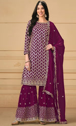 Angelic Wine Color Georgette Fabric Sharara Suit