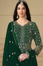 Angelic Green Color Georgette Fabric Partywear Suit