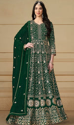 Angelic Green Color Georgette Fabric Partywear Suit