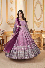 Classy Pink Color Georgette Fabric Gown