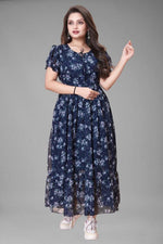 Pretty Navy Blue Color Georgette Fabric Indowestern