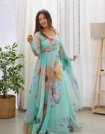Striking Aqua Color Georgette Fabric Gown