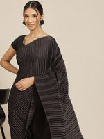 Ideal Black Color Satin Fabric Partywear Saree
