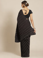 Ideal Black Color Satin Fabric Partywear Saree
