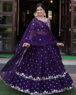 Beautiful Voilet Color Net Fabric Party Wear Lehenga