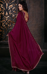 Ideal Magenta Color Chiffon Fabric Partywear Saree