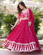 Glowing Magenta Color Georgette Fabric Party Wear Lehenga