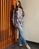 Pretty Grey Color Rayon Fabric Short Kurti