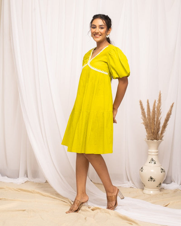 Pretty Yellow Color Cotton Fabric Indowestern