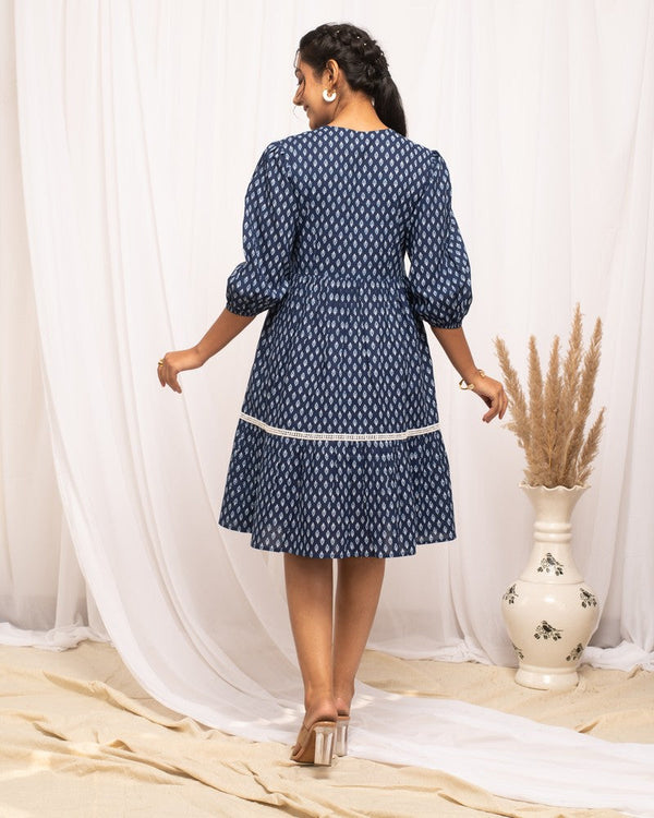 Pretty Navy Blue Color Cotton Fabric Indowestern