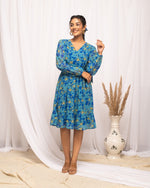 Pretty Blue Color Georgette Fabric Indowestern