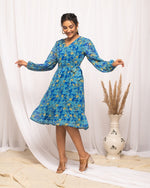Pretty Blue Color Georgette Fabric Indowestern
