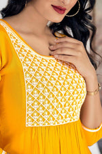 Pretty Yellow Color Viscose Fabric Designer Kurti