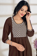 Pretty Brown Color Viscose Fabric Designer Kurti