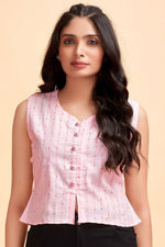 Pretty Pink Color Cotton Fabric Designer Kurti