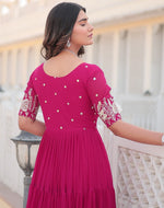 Amazing Magenta Color Georgette Fabric Gown