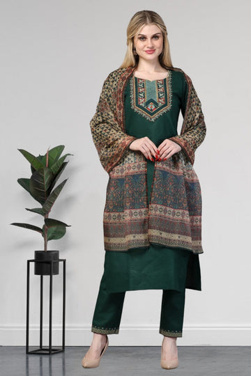 Divine Green Color Rayon Fabric Casual Suit