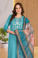 Divine Aqua Color Rayon Fabric Casual Suit