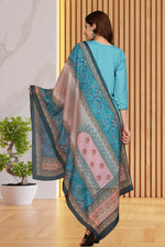 Divine Aqua Color Rayon Fabric Casual Suit