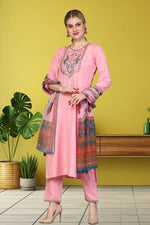 Divine Pink Color Rayon Fabric Casual Suit