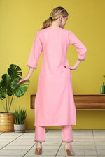 Divine Pink Color Rayon Fabric Casual Suit