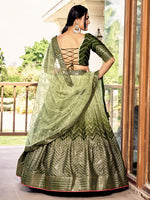 Dazzling Green Color Chinon Fabric Party Wear Lehenga