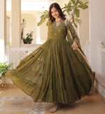 Striking Green Color Georgette Fabric Gown