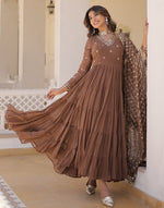 Striking Brown Color Georgette Fabric Gown