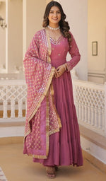 Striking Pink Color Georgette Fabric Gown