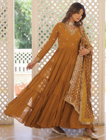 Striking Mustard Color Georgette Fabric Gown