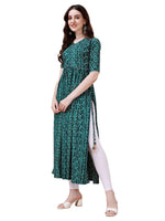 Pretty Green Color Viscose Fabric Designer Kurti