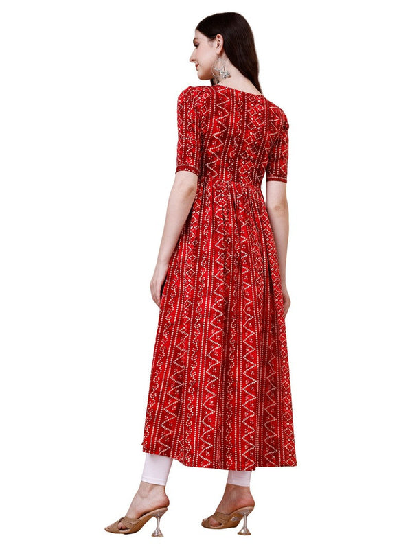 Pretty Red Color Viscose Fabric Designer Kurti