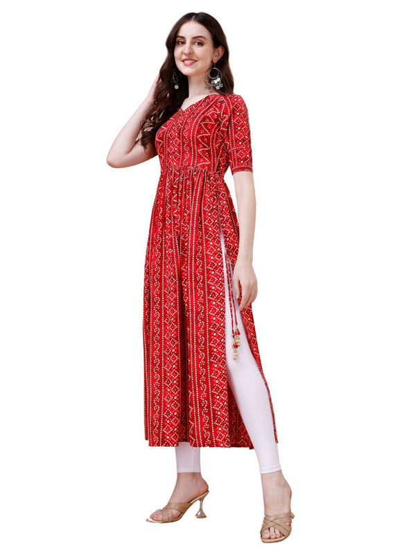 Pretty Red Color Viscose Fabric Designer Kurti