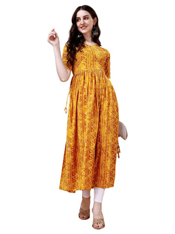 Pretty Yellow Color Viscose Fabric Designer Kurti