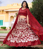 Lovely Red Color Tussar Fabric Party Wear Lehenga