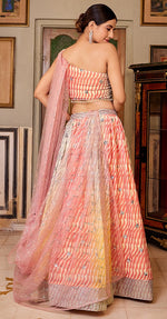 Lovely Multi Color Organza Fabric Party Wear Lehenga