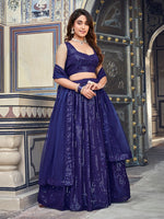 Lovely Blue  Color Georgette Fabric Party Wear Lehenga