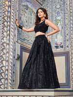 Lovely Black  Color Georgette Fabric Party Wear Lehenga