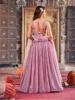 Lovely Pink Color Georgette Fabric Party Wear Lehenga