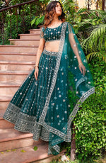 Lovely Green  Color Net Fabric Party Wear Lehenga