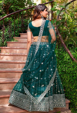 Lovely Green  Color Net Fabric Party Wear Lehenga