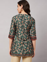 Pretty Green Color Chinon Fabric Short Kurti