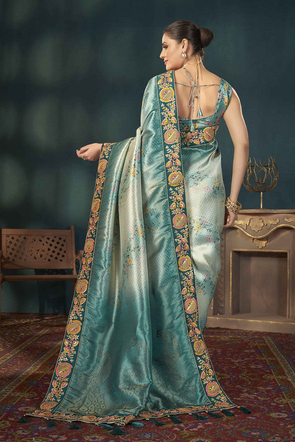 Beauteous Multi Color Silk Fabric Partywear Saree