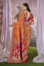 Beauteous Red Color Silk Fabric Partywear Saree