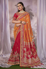 Beauteous Red Color Silk Fabric Partywear Saree