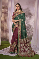 Beauteous Maroon Color Banarasi Fabric Partywear Saree