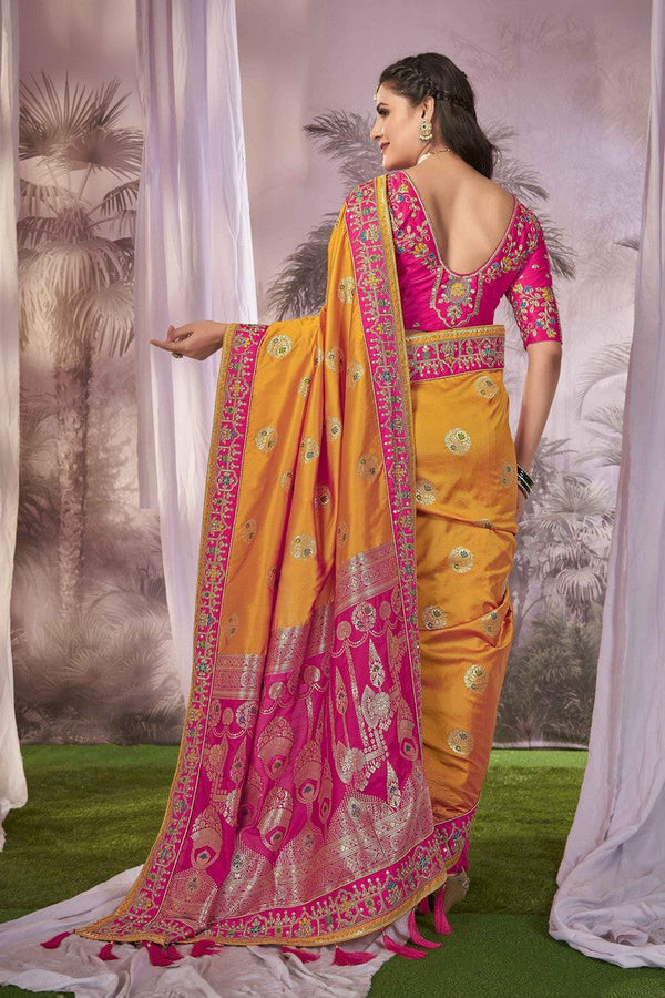 Beauteous Pink Color Banarasi Fabric Partywear Saree