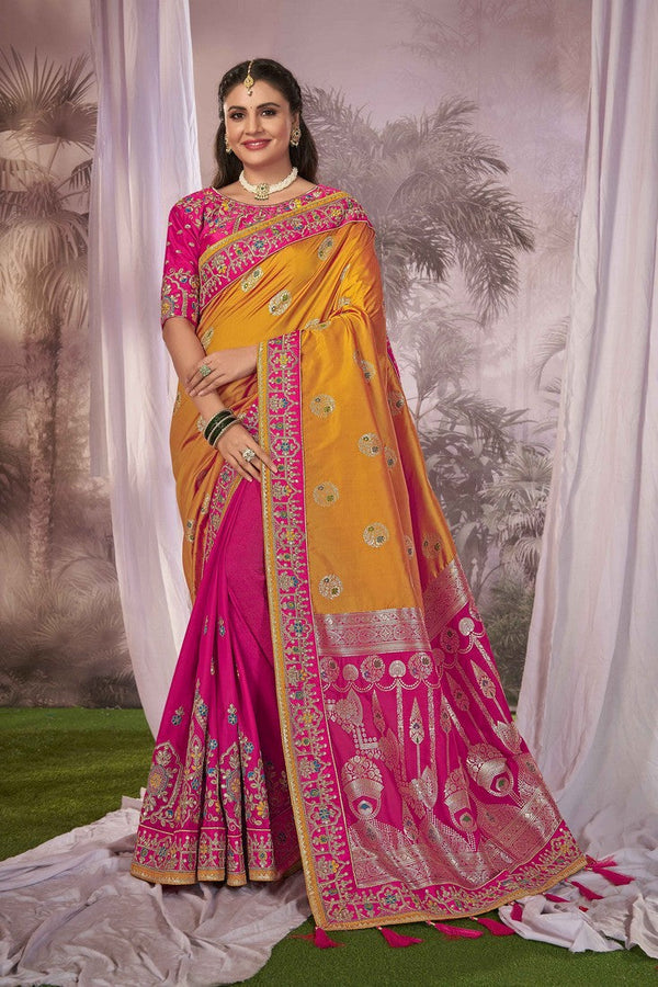 Beauteous Pink Color Banarasi Fabric Partywear Saree