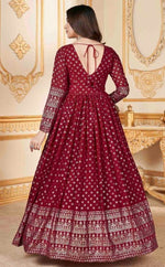 Striking Maroon Color Georgette Fabric Gown