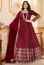 Striking Maroon Color Georgette Fabric Gown